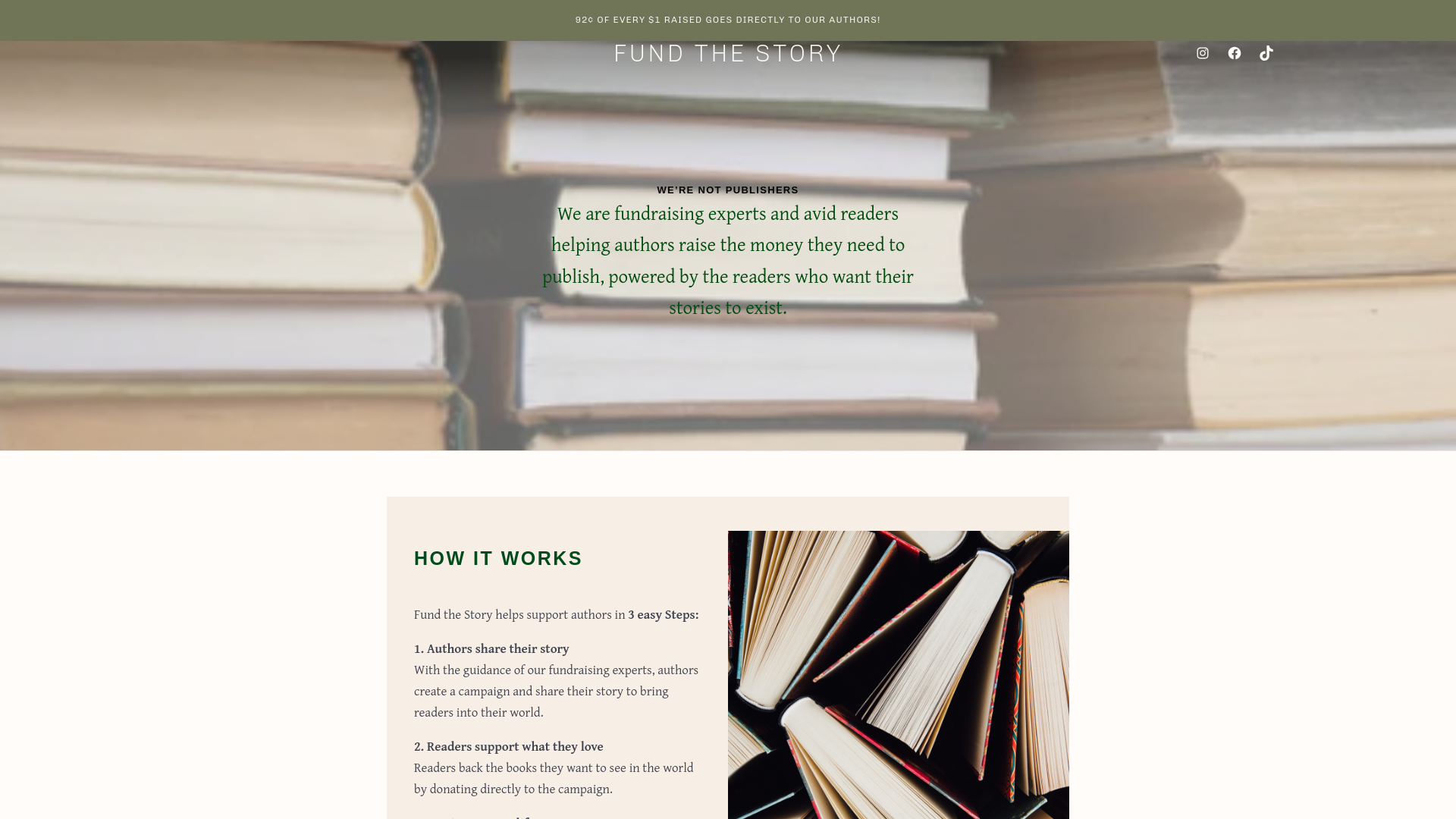 website screenshot of https://fundthestory.co