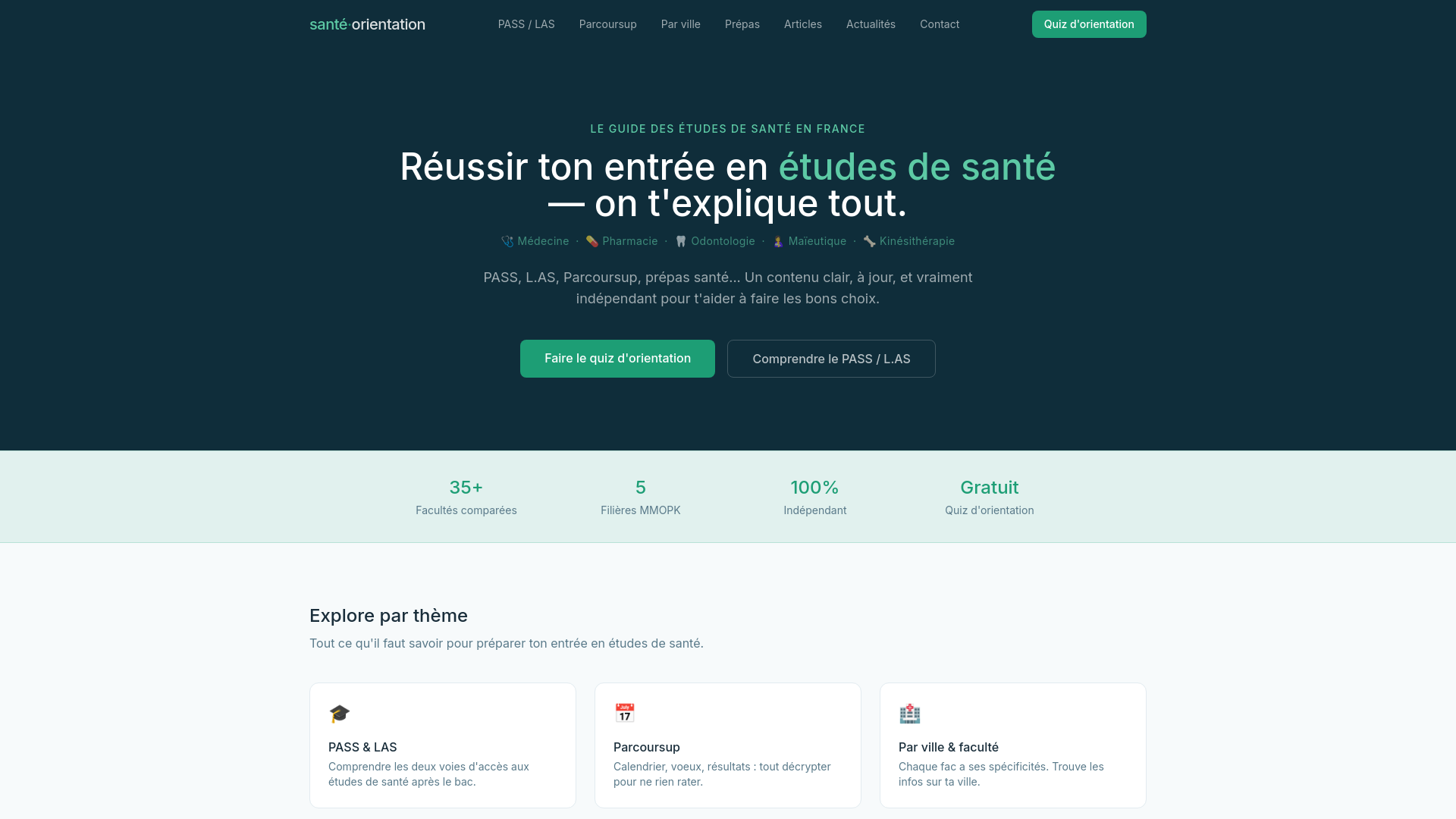 website screenshot of https://sante-orientation.fr/