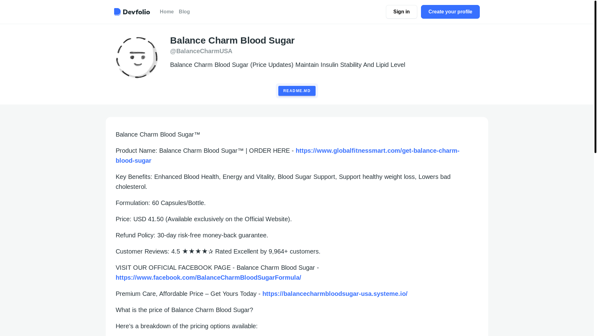 website screenshot of https://devfolio.co/@BalanceCharmUSA/readme-md