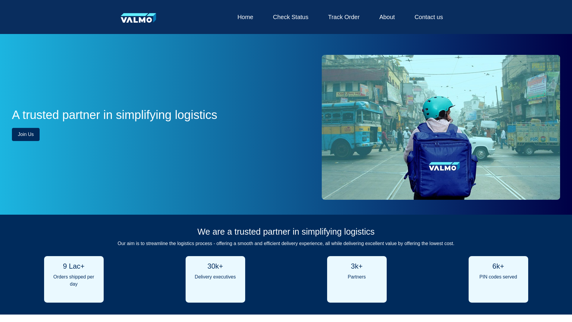 website screenshot of https://courierpartnerfranchise.com