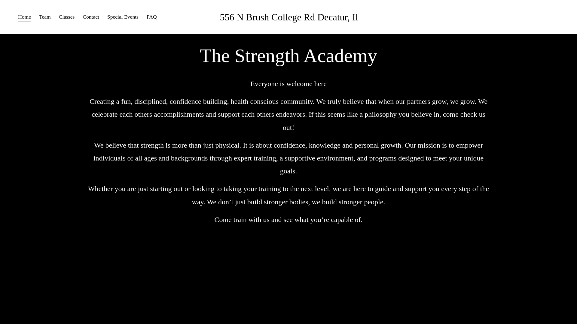 website screenshot of https://thestrengthacademydecatur.com/