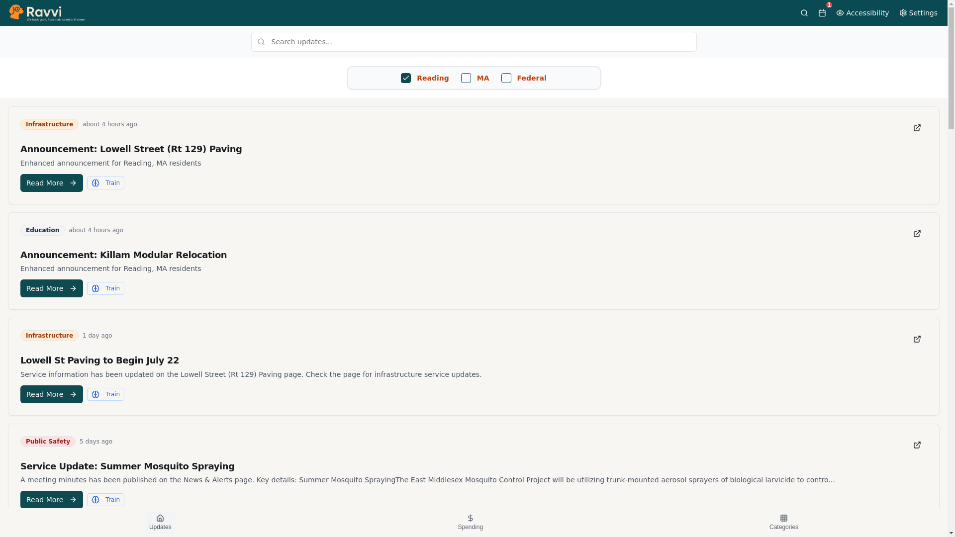 website screenshot of https://ravvi.app/