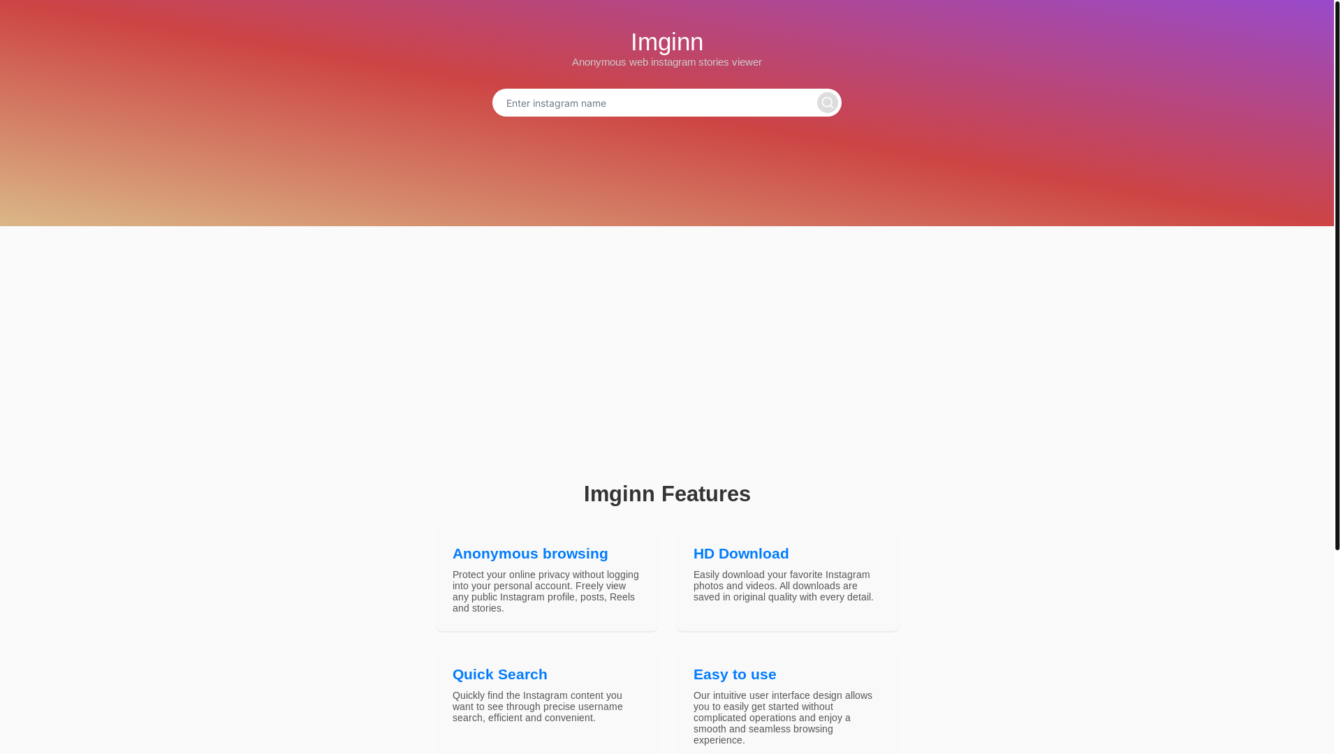 website screenshot of https://imginn.com/