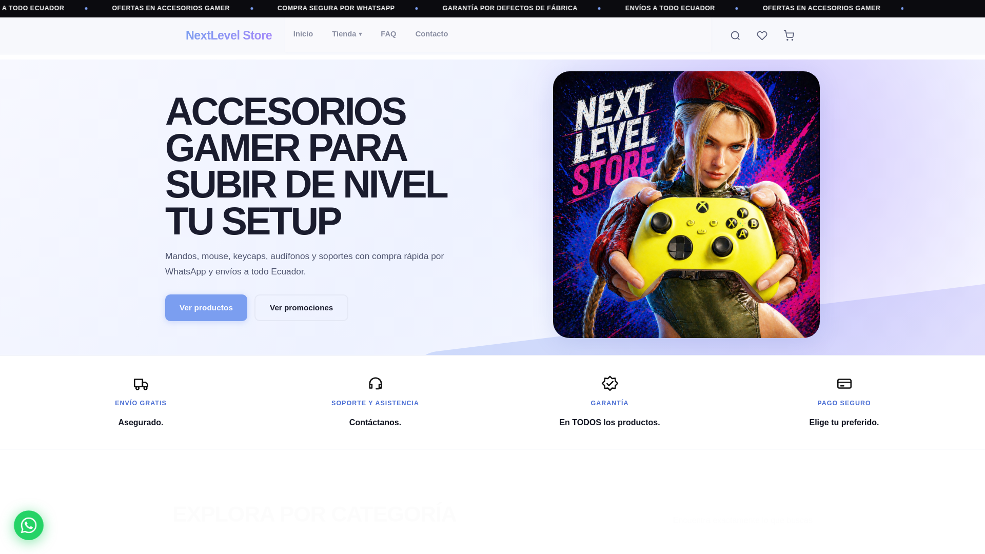 website screenshot of https://nextlevelstoreec.com/
