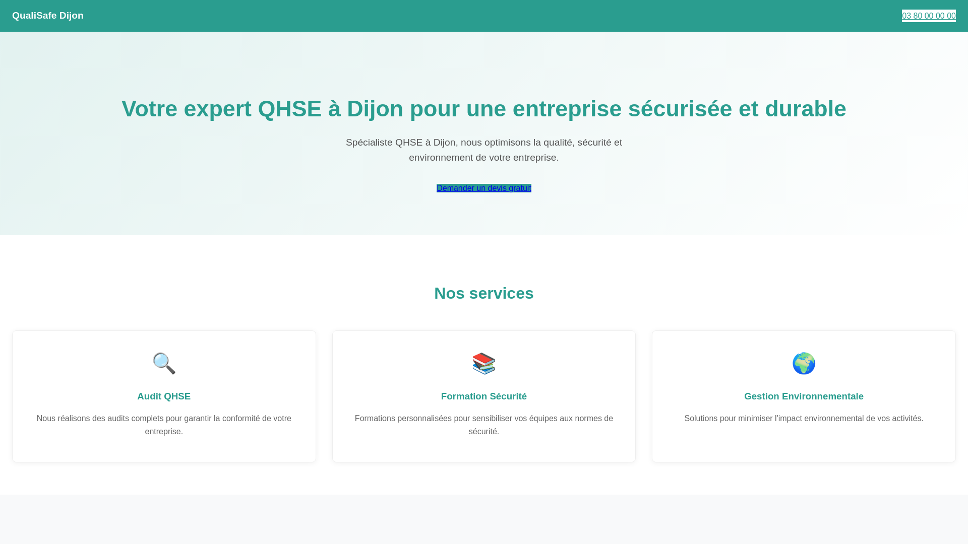 website screenshot of https://client-test-001-site-missions-qhse-dijon.pages.dev/