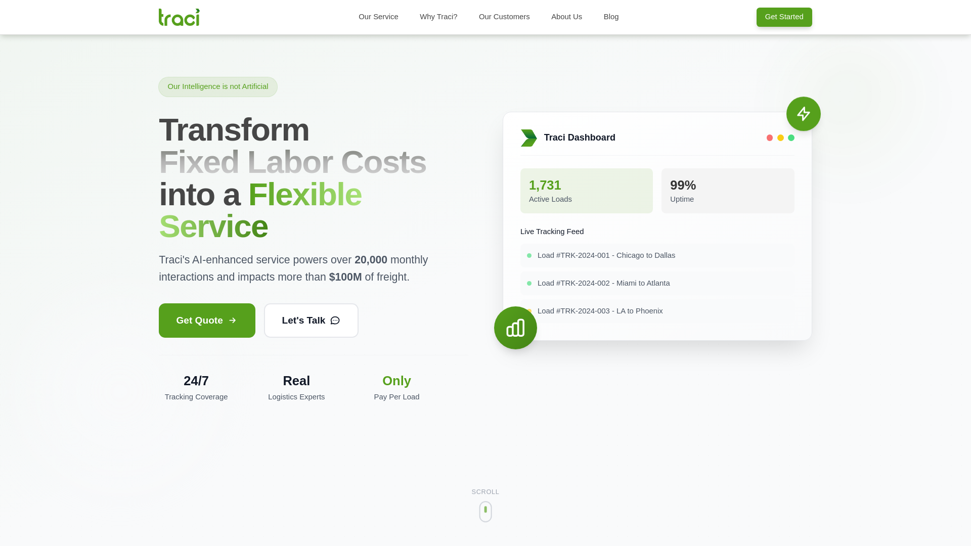 website screenshot of https://tracishipmenttracking.info/