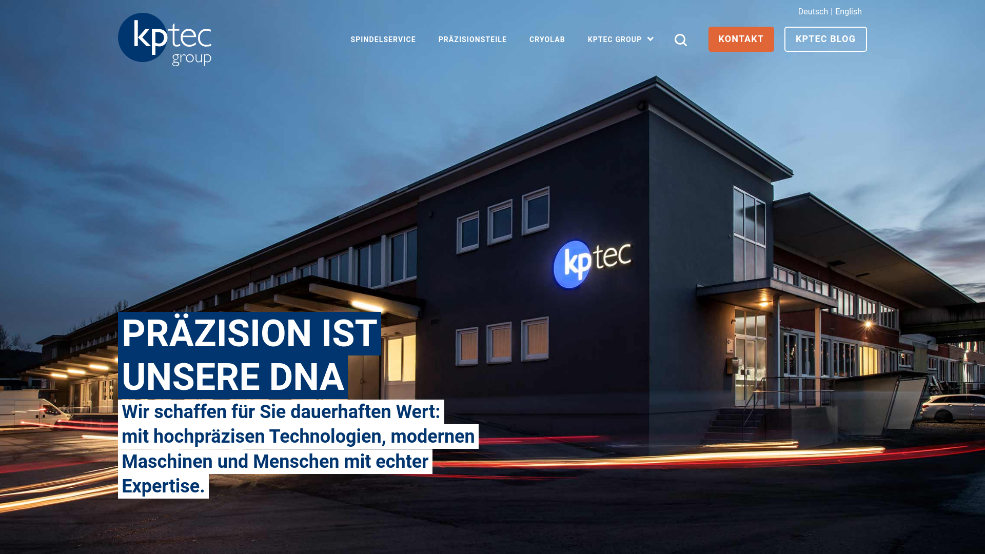 website screenshot of http://www.kptec.de/