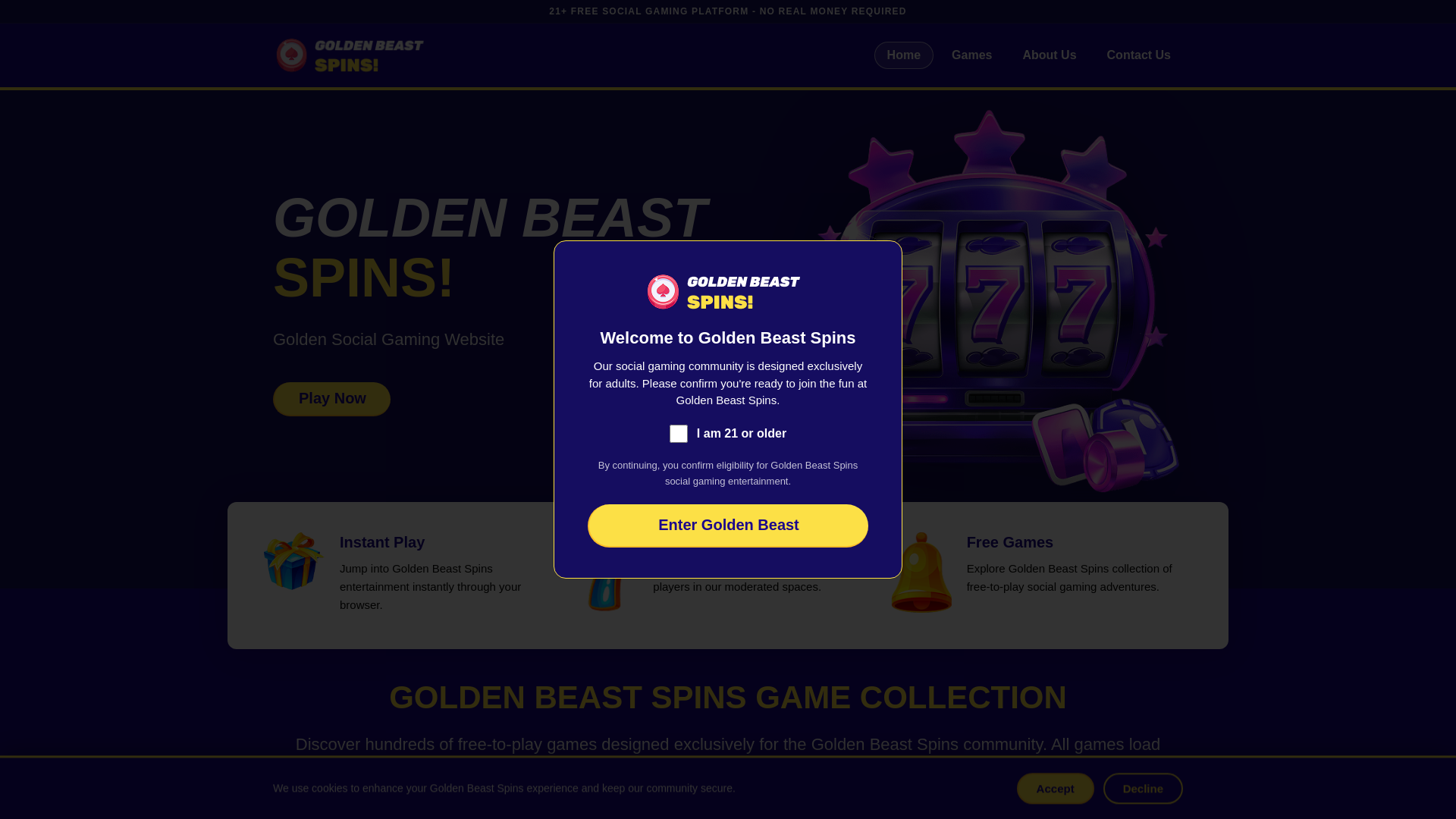 website screenshot of https://goldenbeastspins.pages.dev/