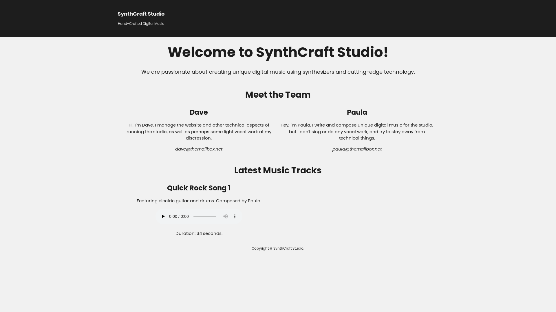 website screenshot of https://synthcraftstudio.pages.dev/