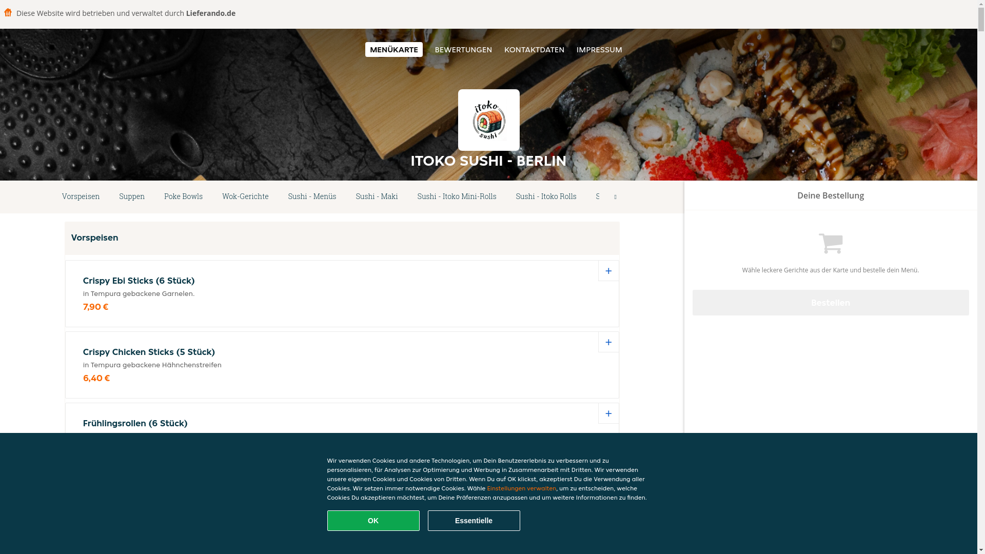 website screenshot of https://itokosushi-berlin.de/