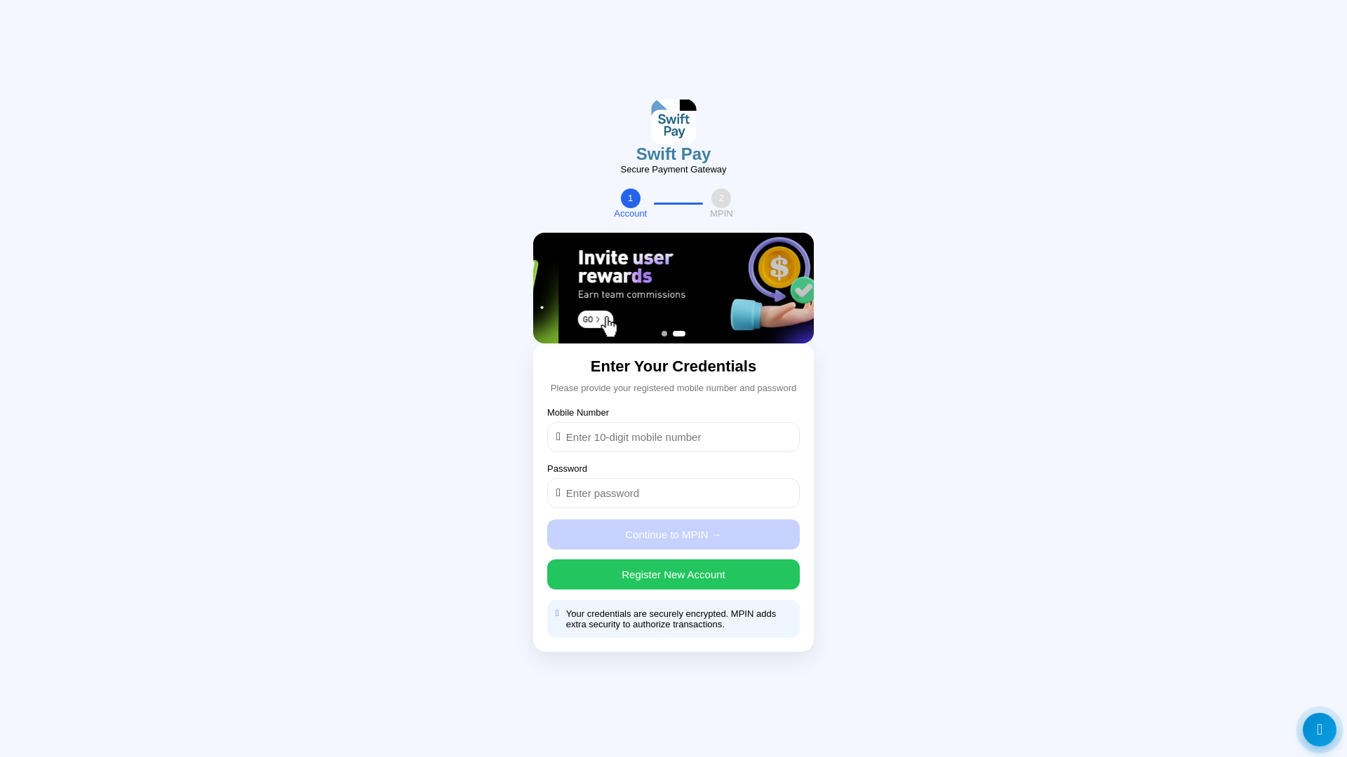 website screenshot of https://swiftpay.net.in/