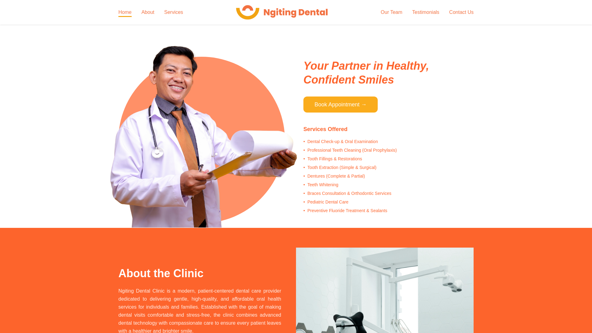 website screenshot of https://ngiting-dental.pages.dev/