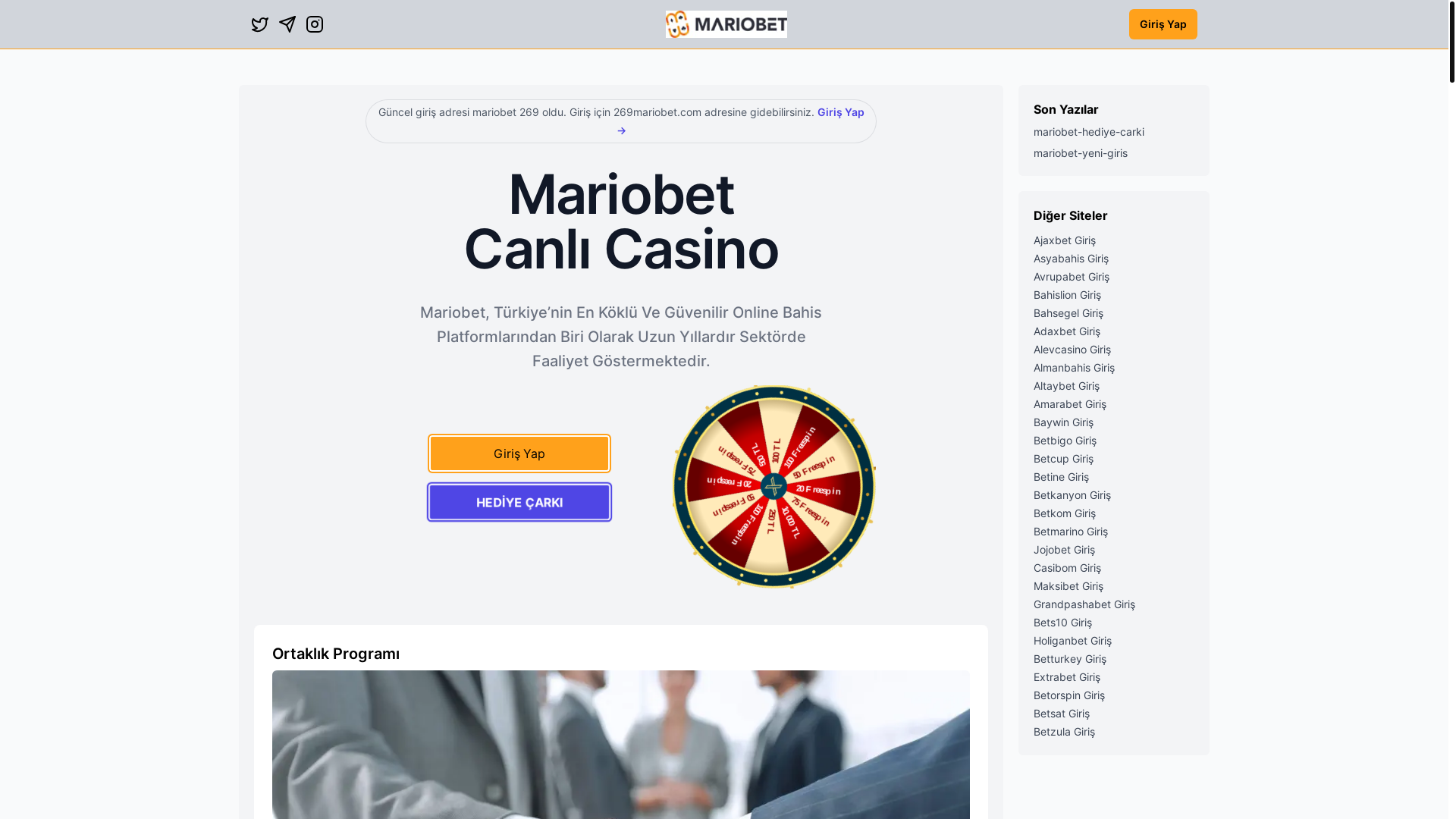 website screenshot of https://mariobetguncelgiris.vip/