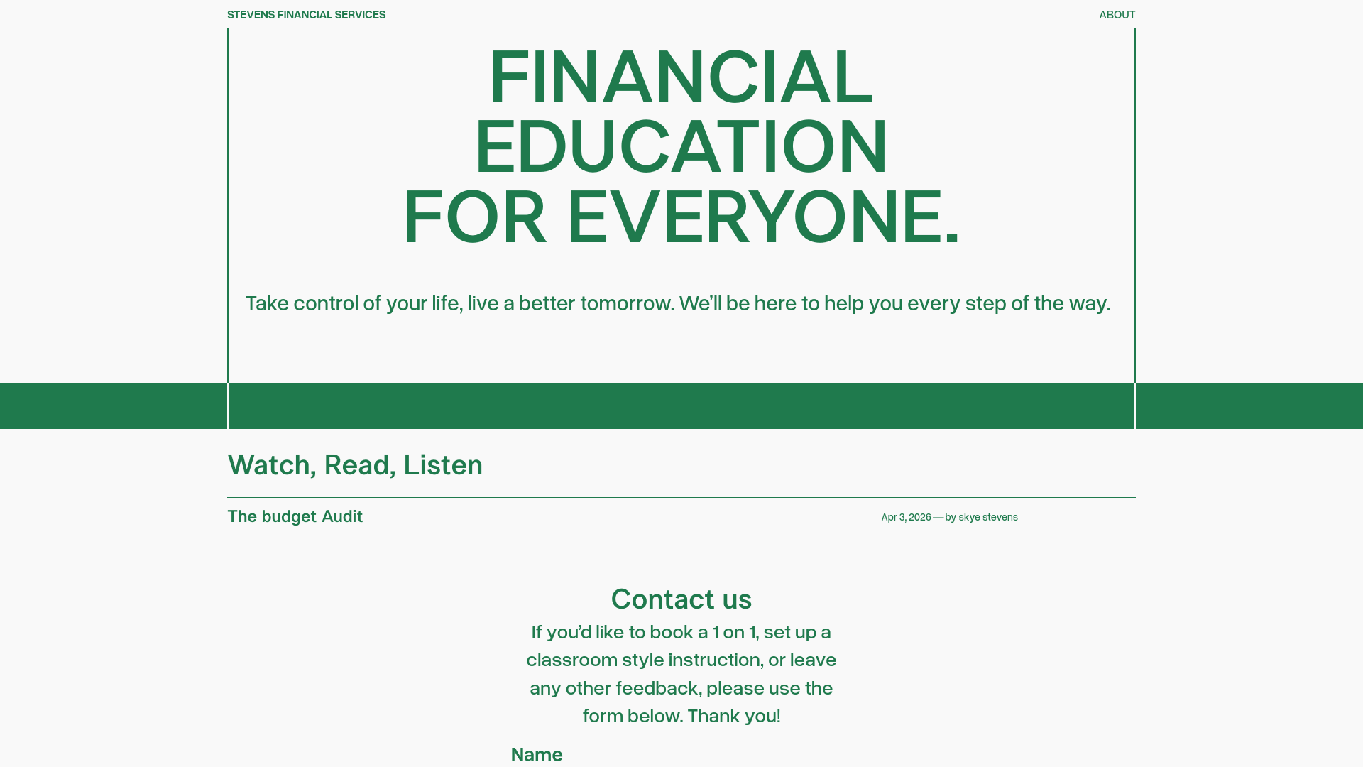 website screenshot of https://stevensfinancialservices.com
