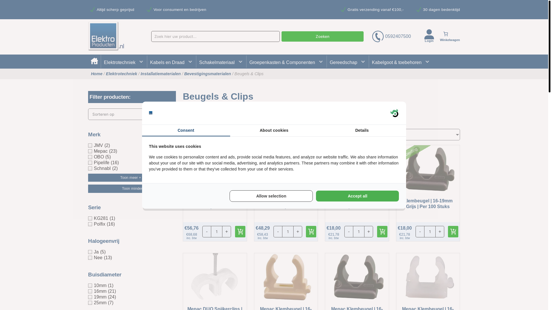 website screenshot of https://spijkerclips.nl/