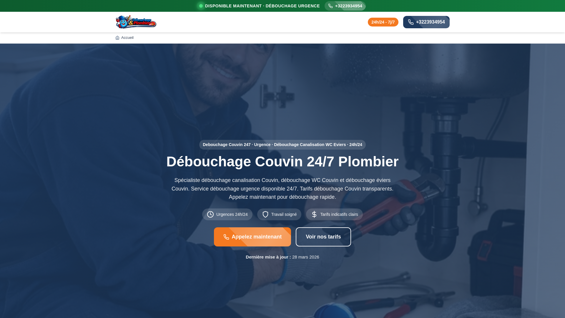 website screenshot of https://debouchage-couvin-247.be/