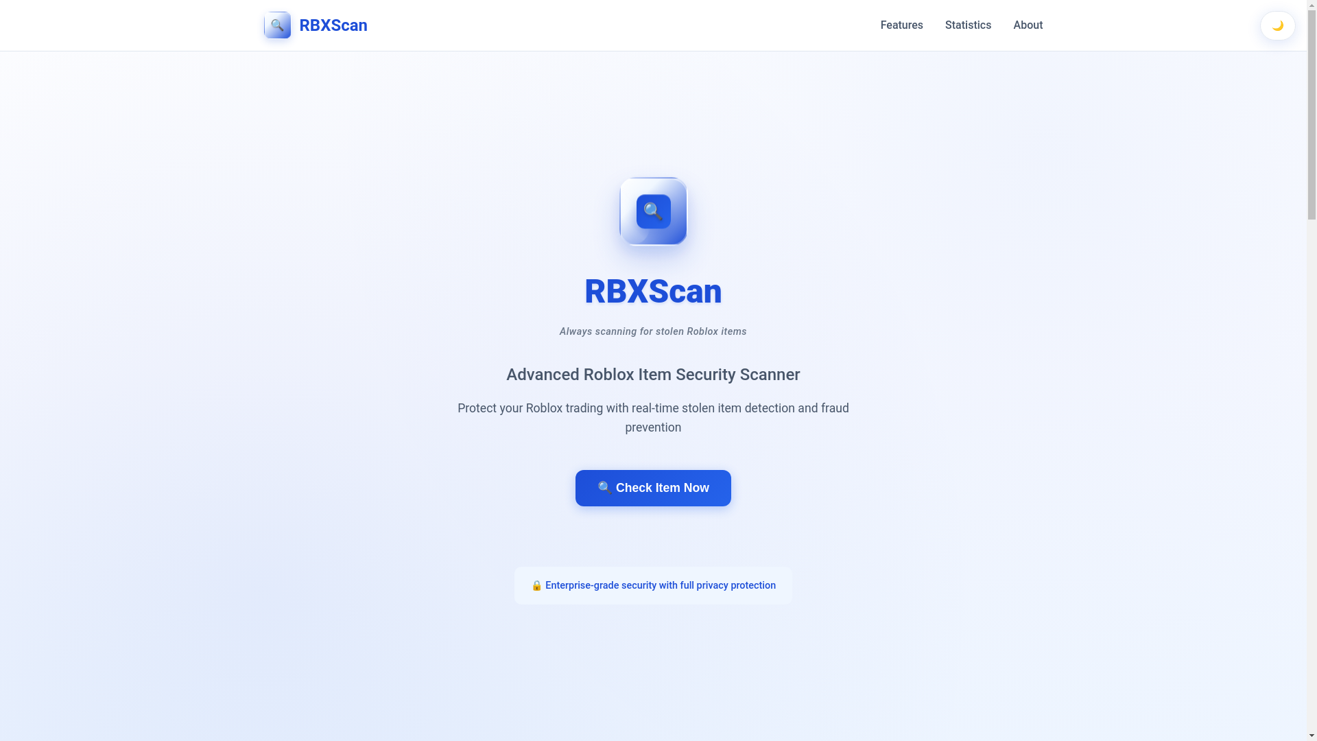 website screenshot of https://rbxscan.online/