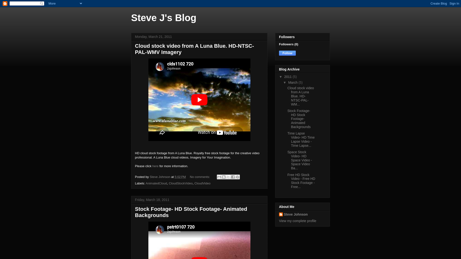 website screenshot of https://stevejohnson7.blogspot.com/