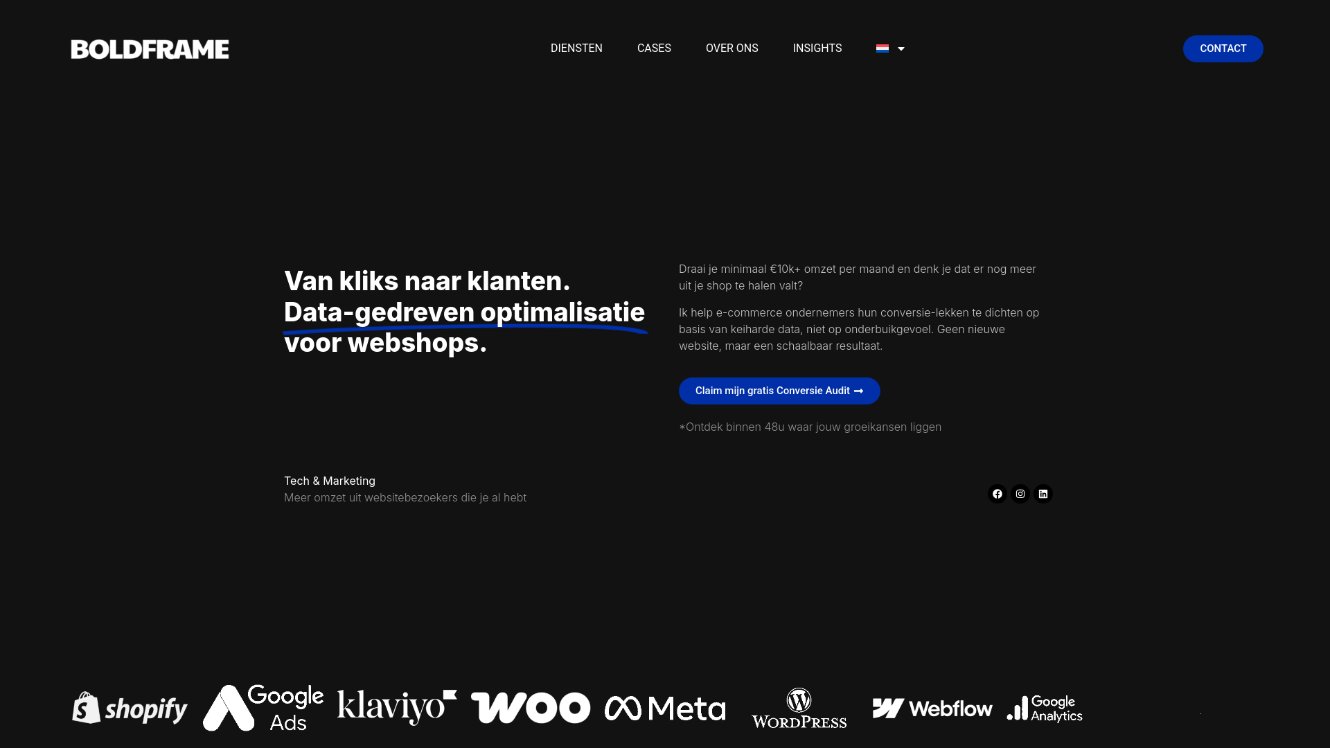 website screenshot of https://helloboldframe.nl/