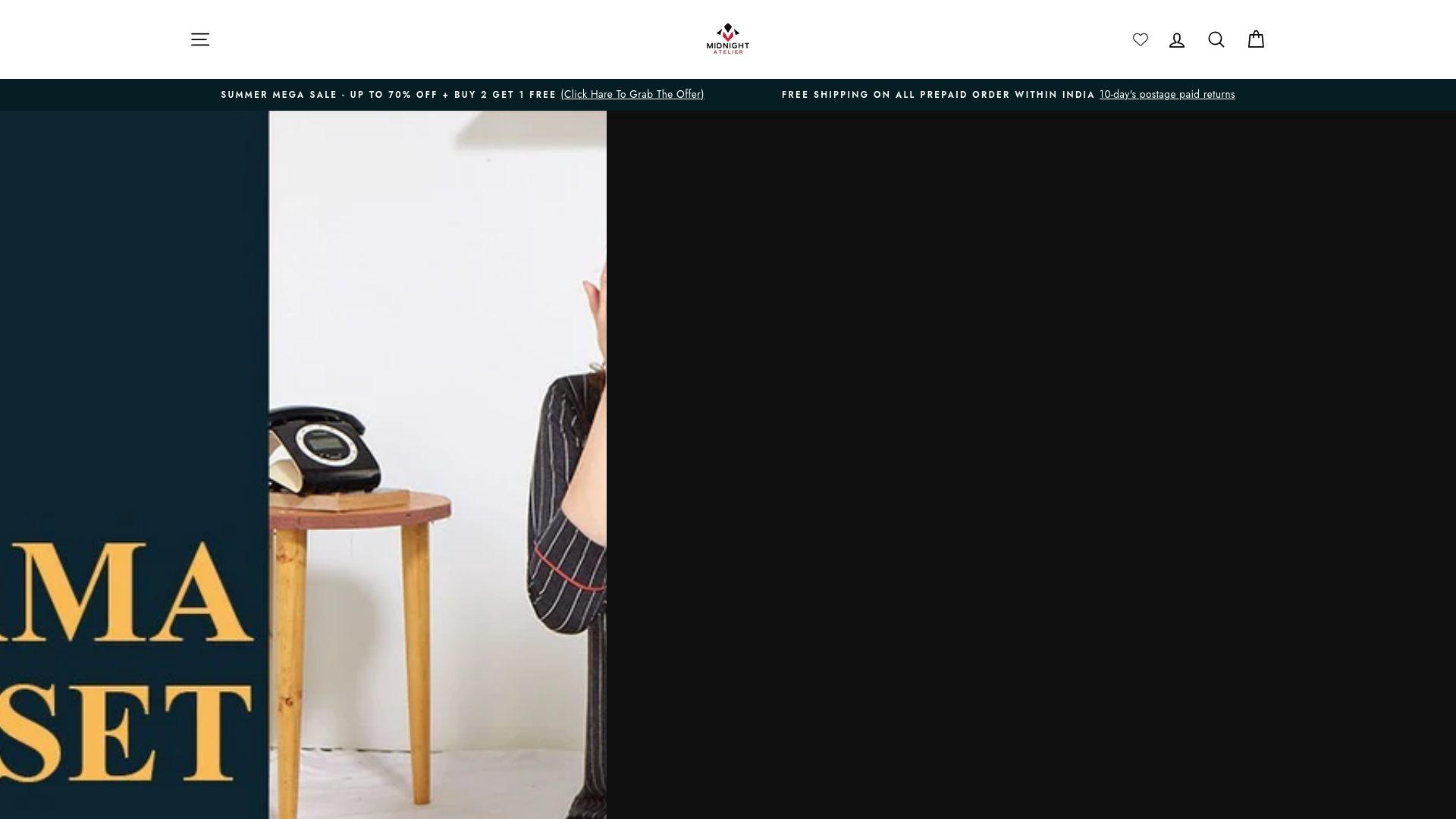 website screenshot of https://midnightatelier.in