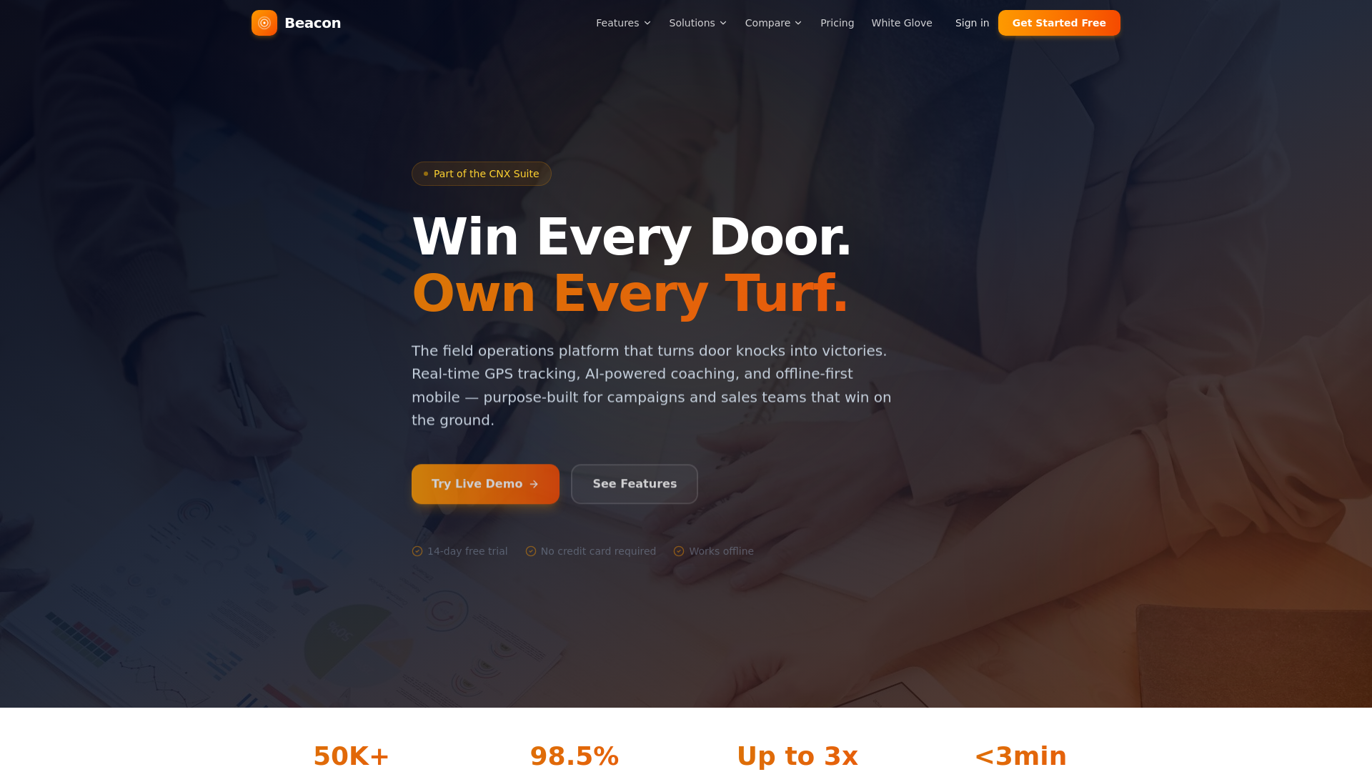 website screenshot of https://beaconcnx.com/