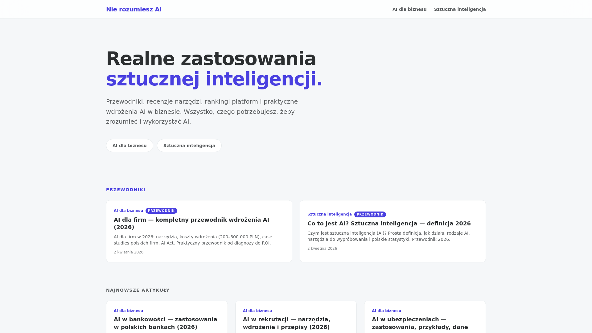 website screenshot of https://nierozumieszai.pl/