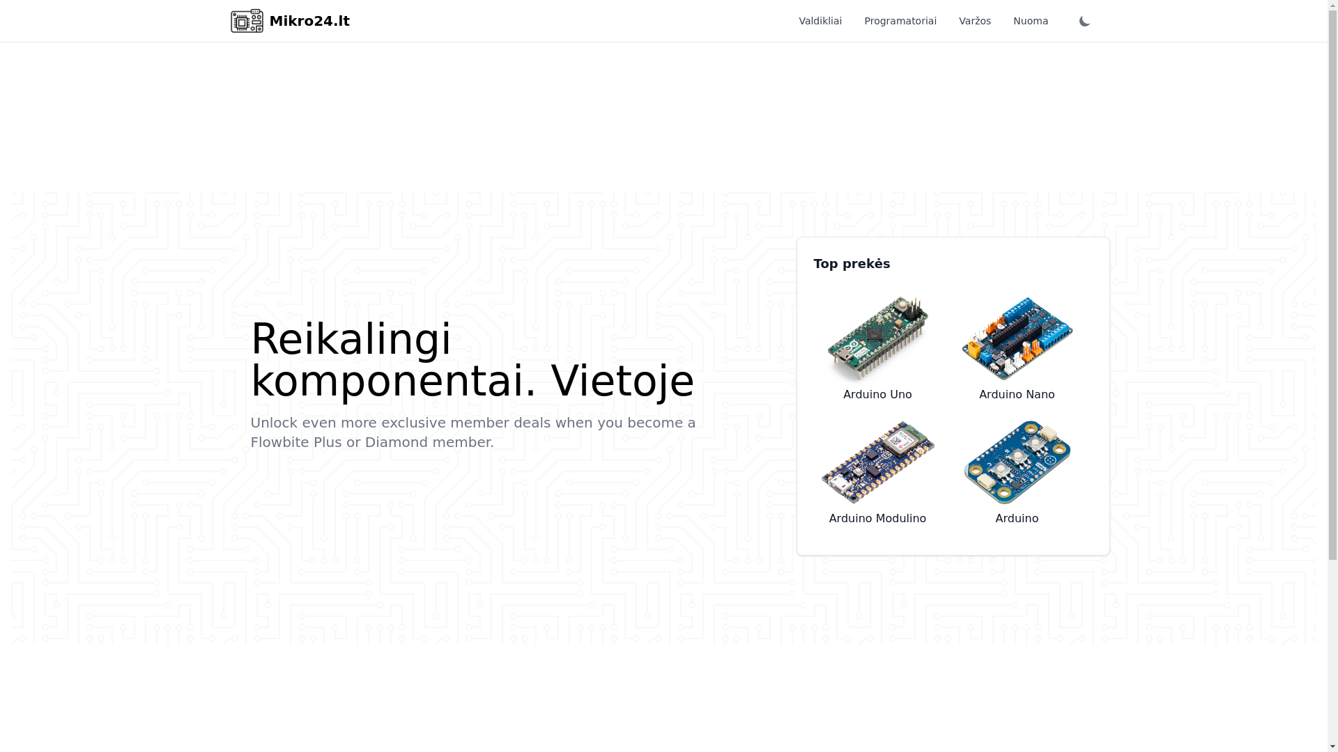 website screenshot of https://elektrino.lt/