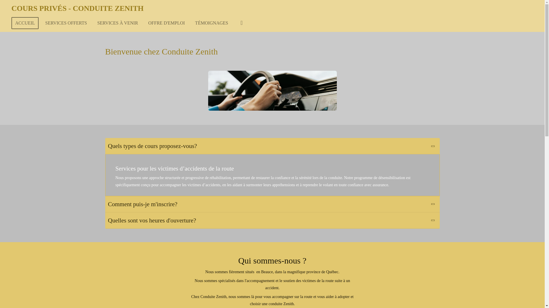 website screenshot of https://conduite-zenith.net/