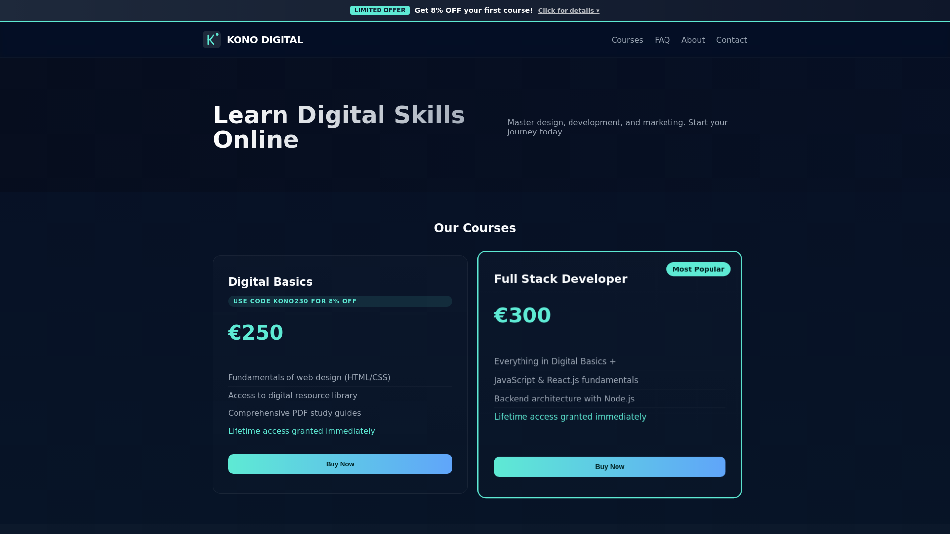 website screenshot of https://kono-digital.com/
