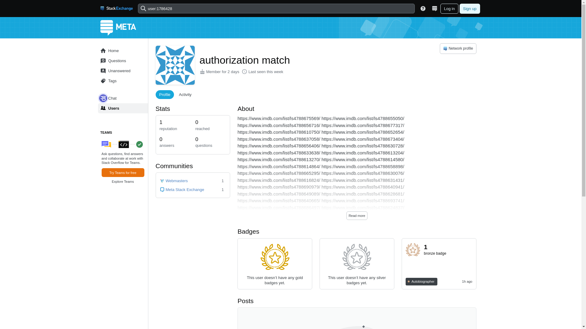website screenshot of https://meta.stackexchange.com/users/1786428