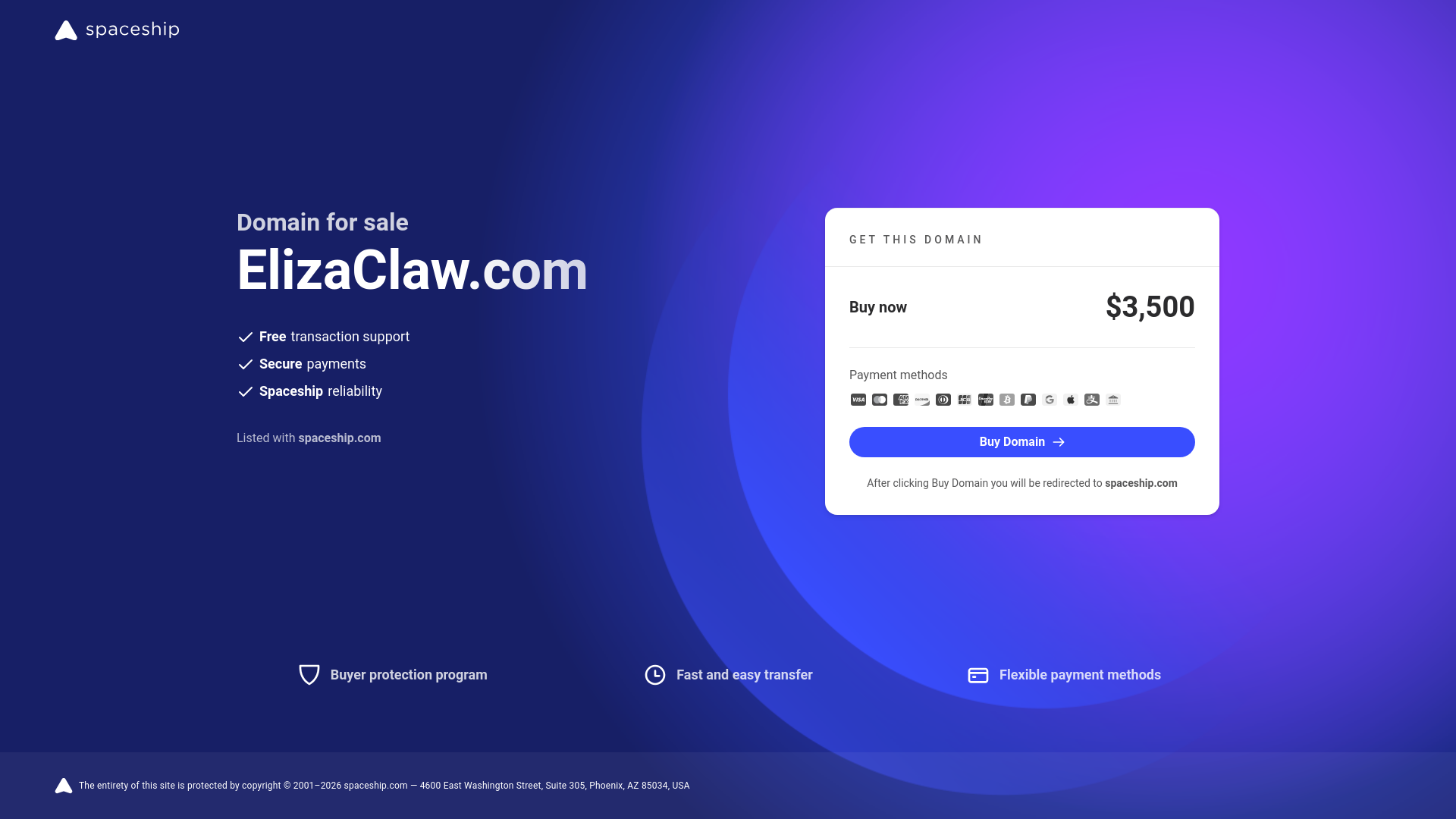 website screenshot of https://elizaclaw.com/