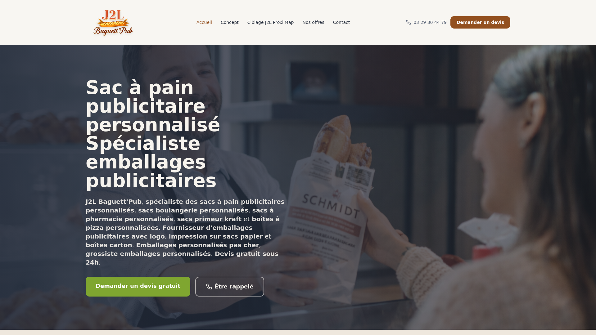 website screenshot of https://baguettpub.fr