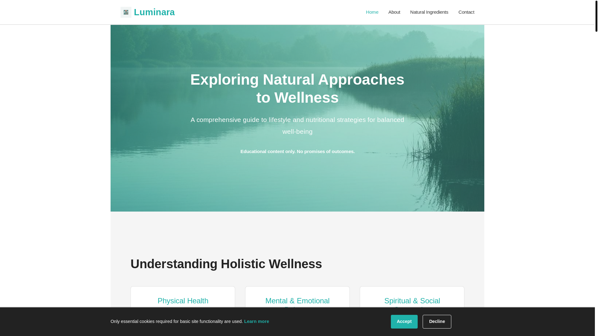 website screenshot of https://luminaraah.info/