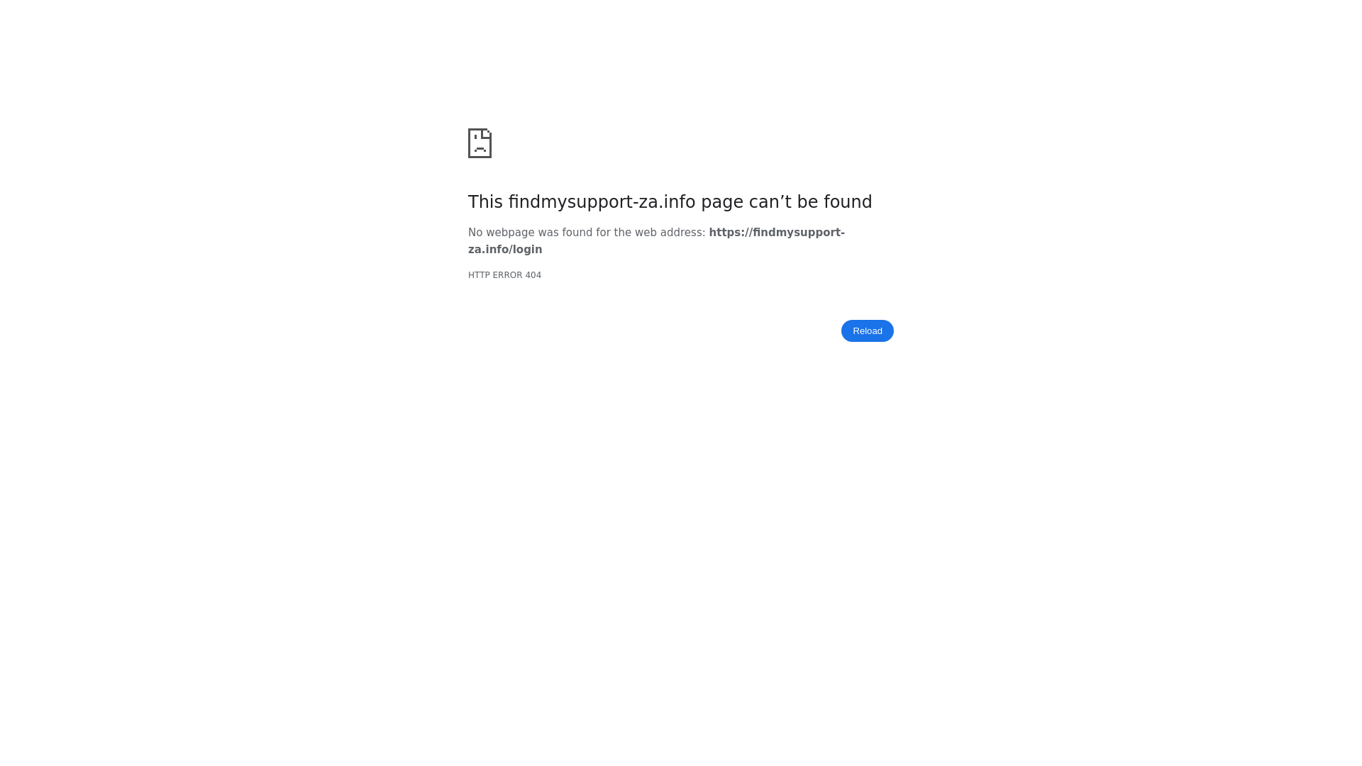 website screenshot of https://findmysupport-za.info/