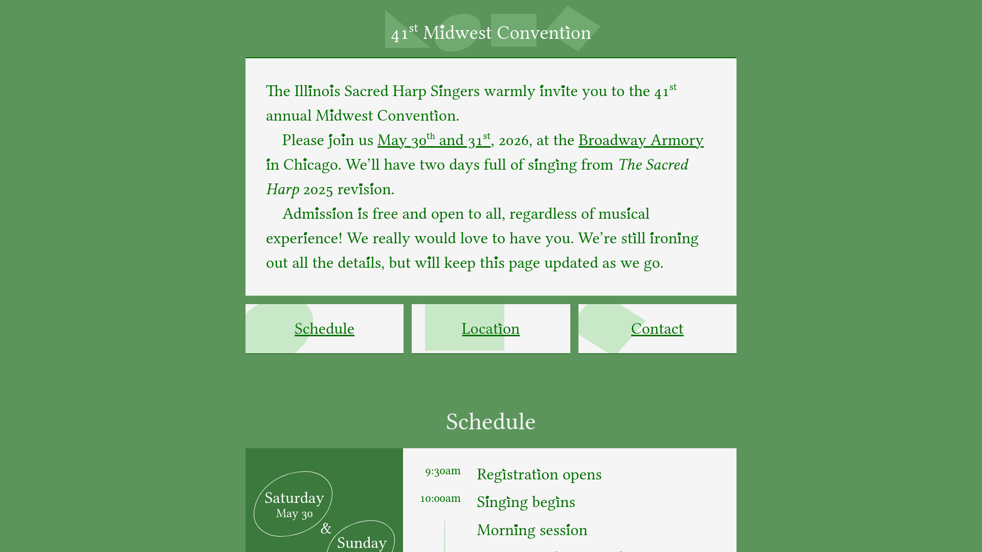website screenshot of https://midwestsacredharp.net/