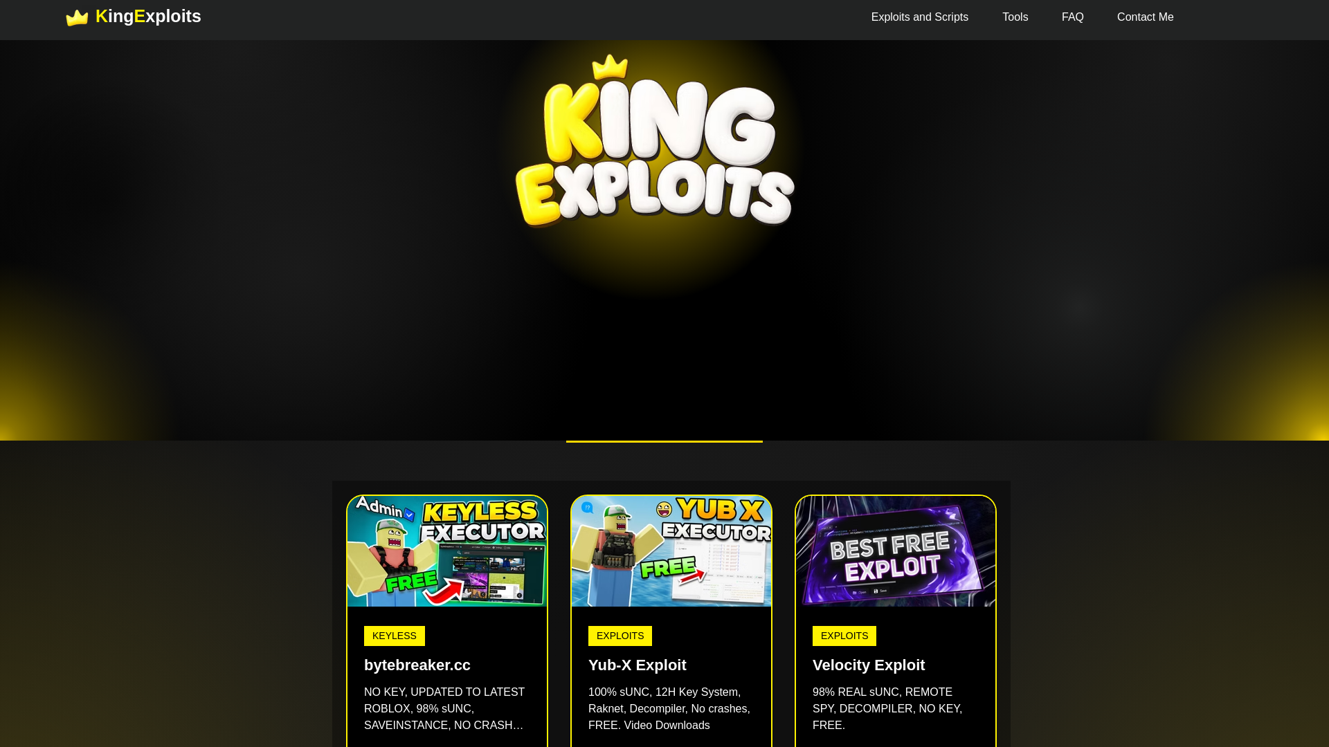 website screenshot of https://www.kingexploits.com/