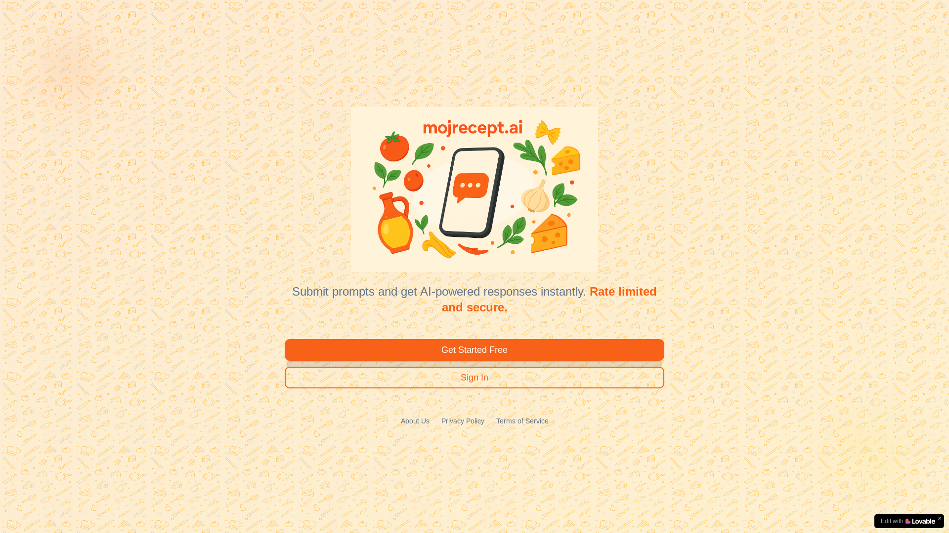 website screenshot of https://mojrecept.ai/