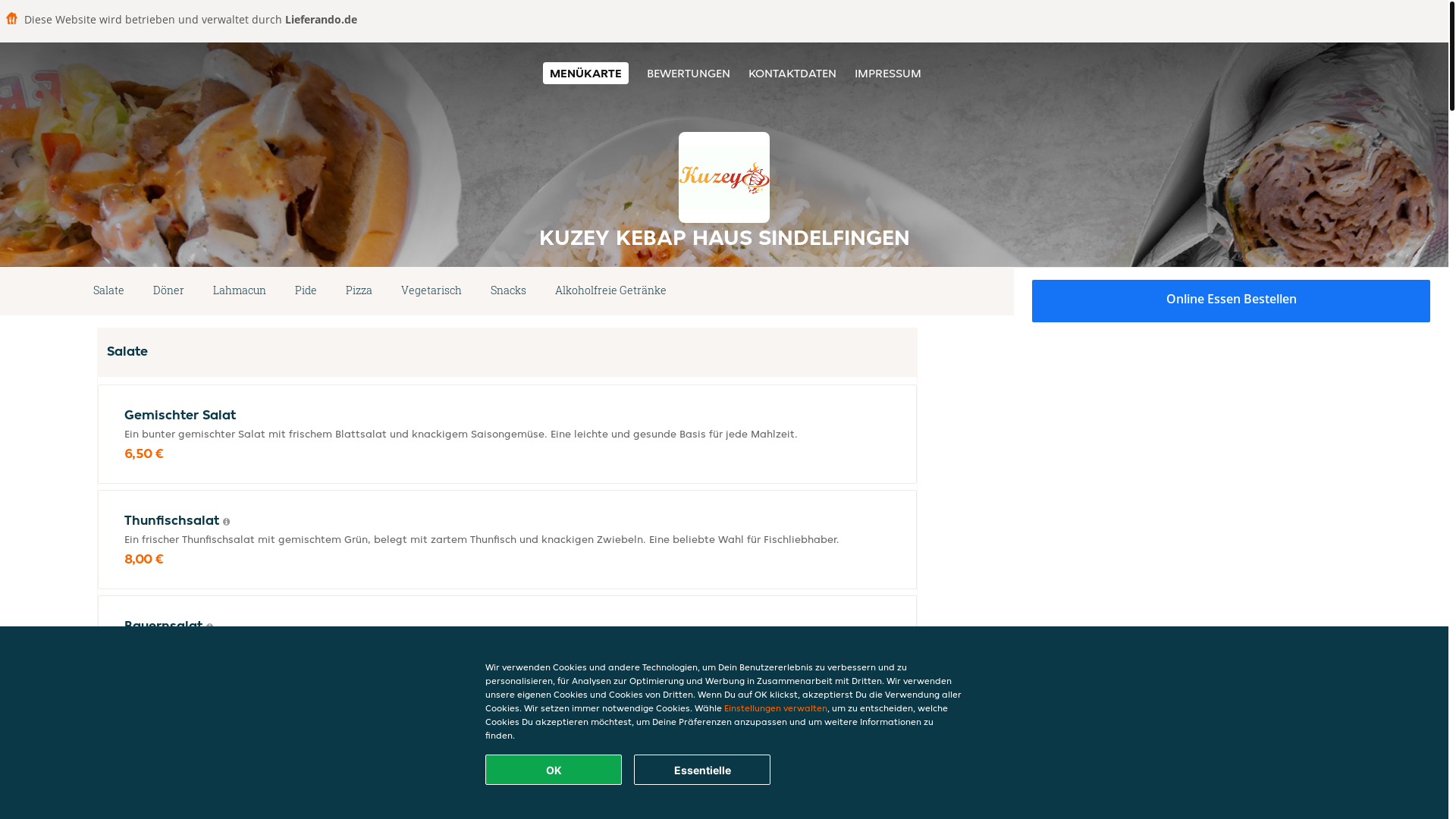 website screenshot of https://kuzeykebaphaus-sindelfingen.de/