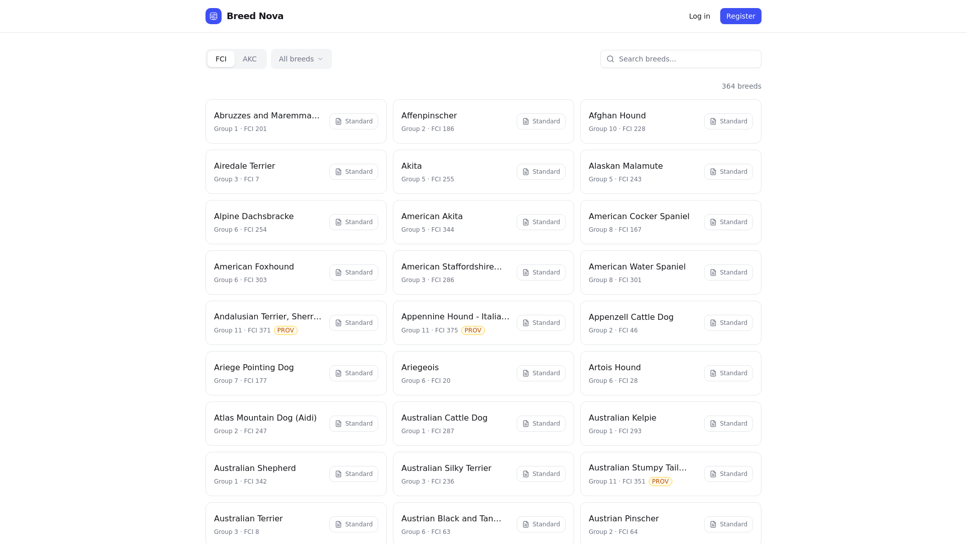 website screenshot of https://breednova.com/