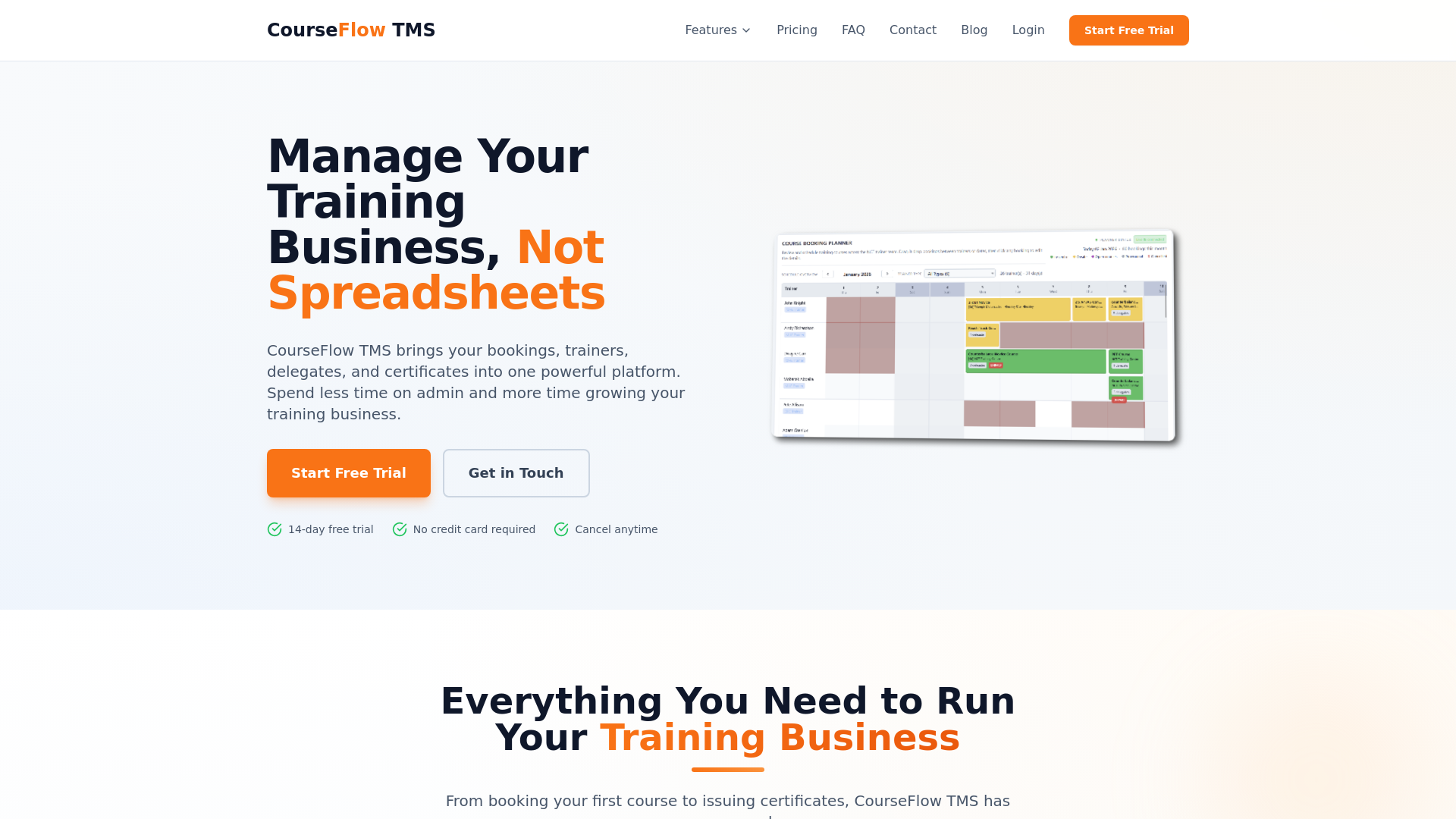 website screenshot of https://courseflowtms.com