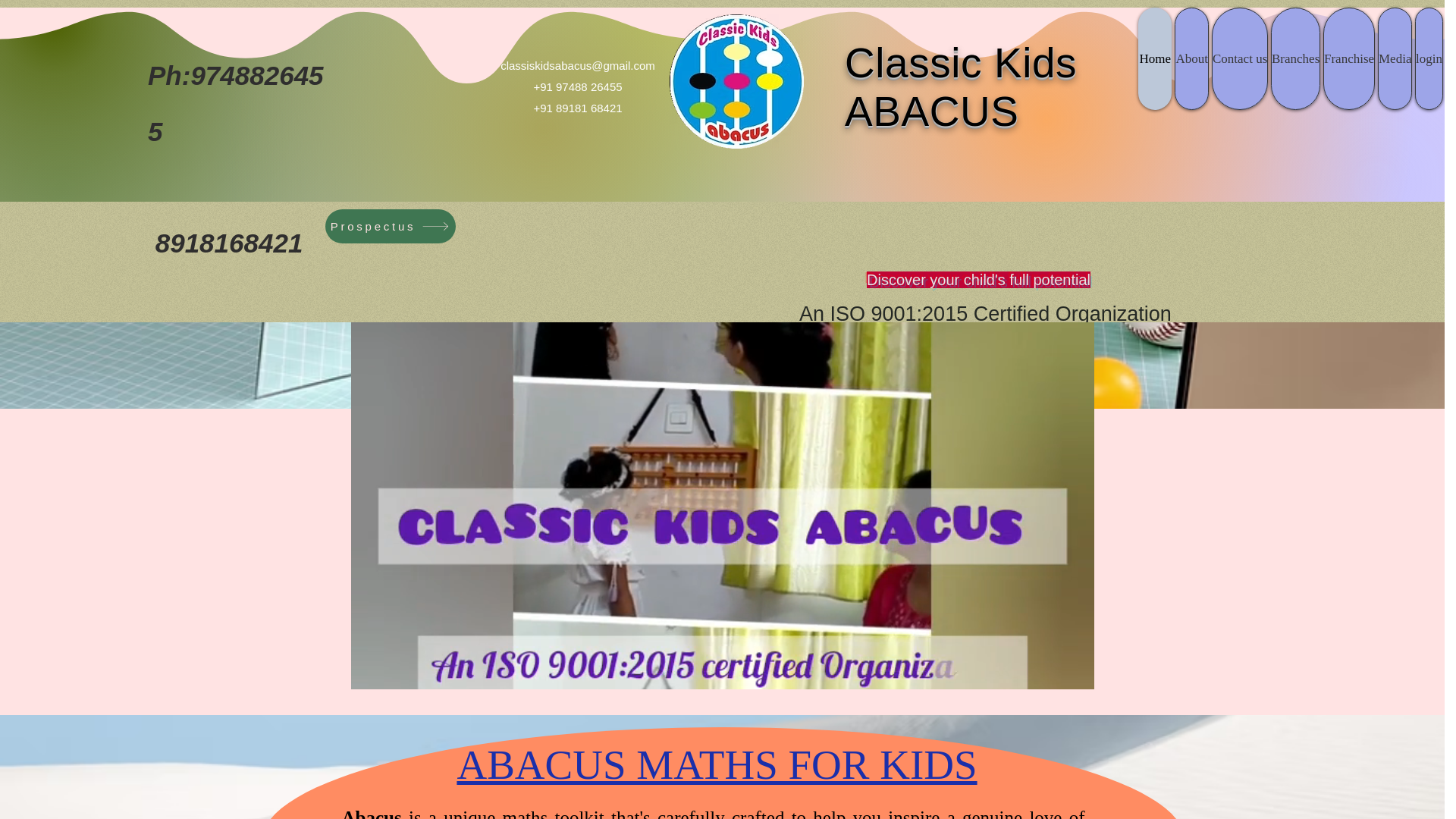 website screenshot of https://classickidsabacus.info/