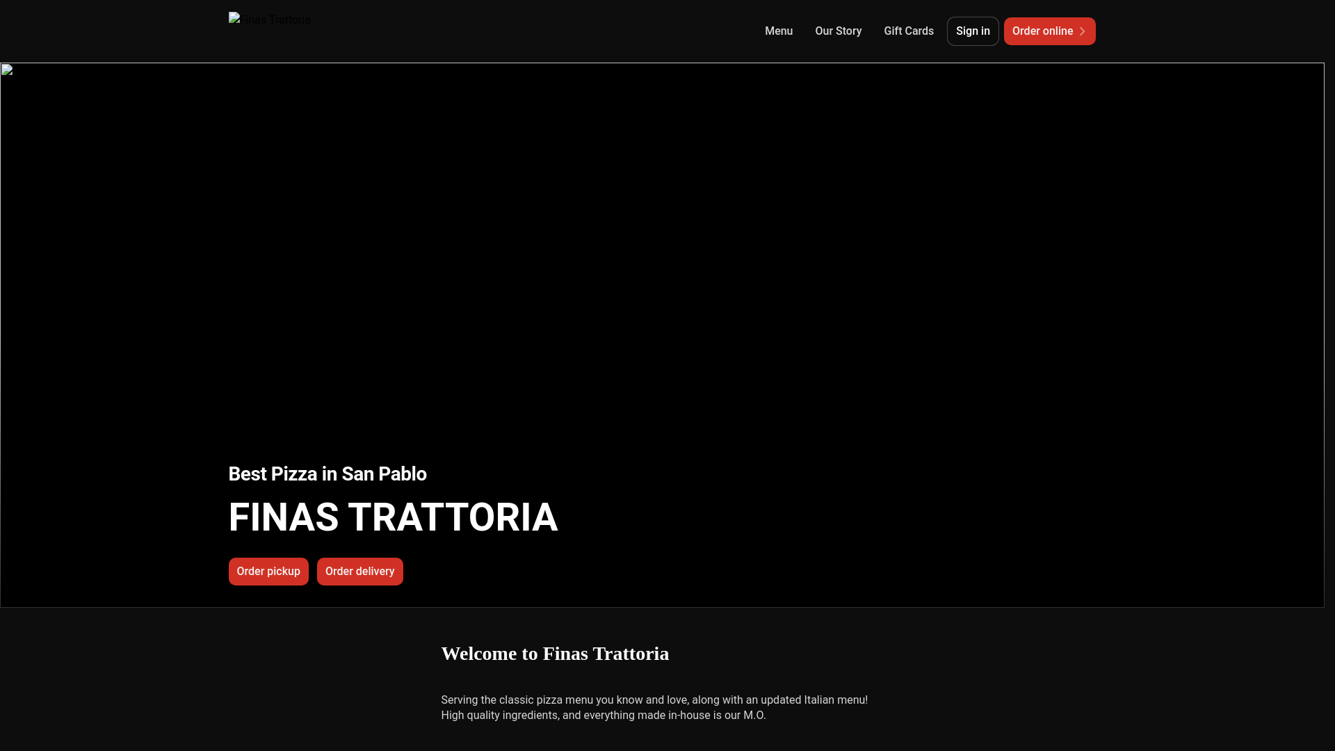 website screenshot of https://finastrattoria.com