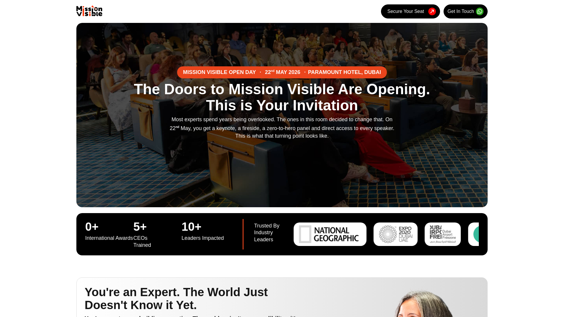 website screenshot of https://mission-visible.com/