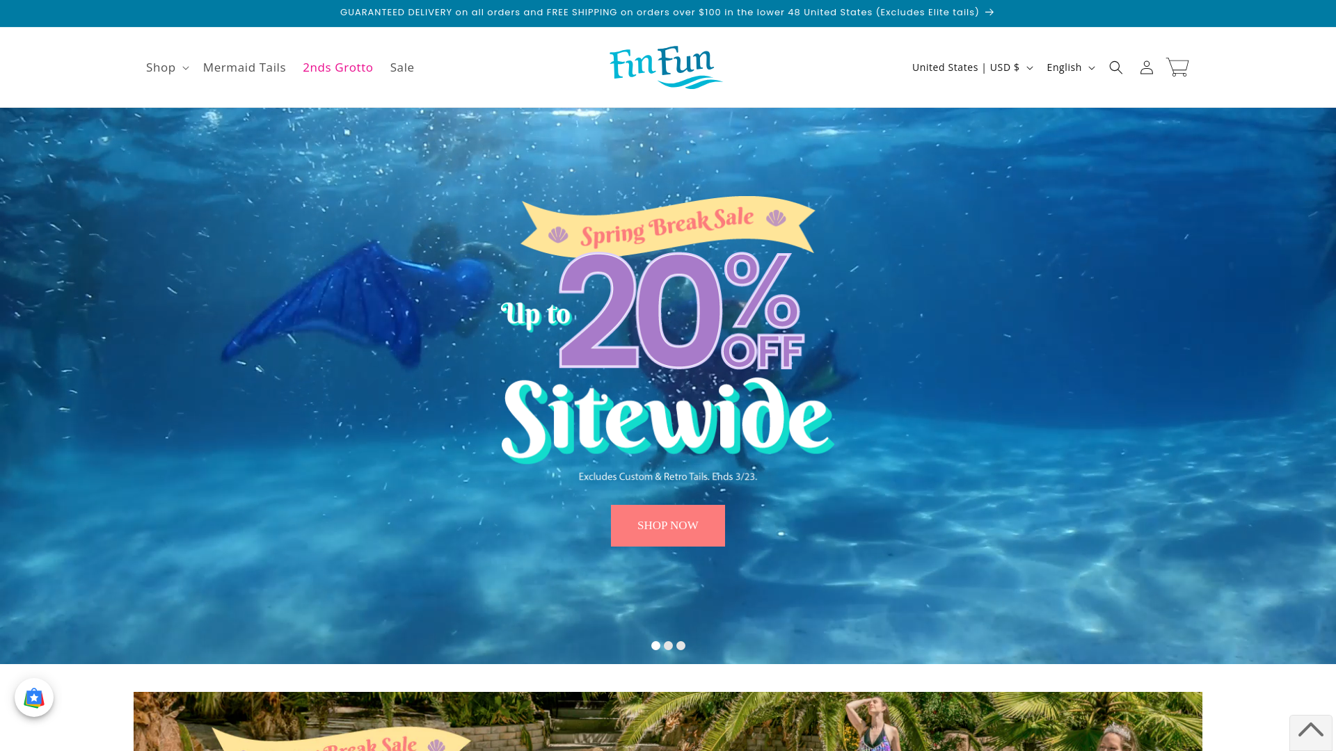 website screenshot of http://finfunmermaid.com/