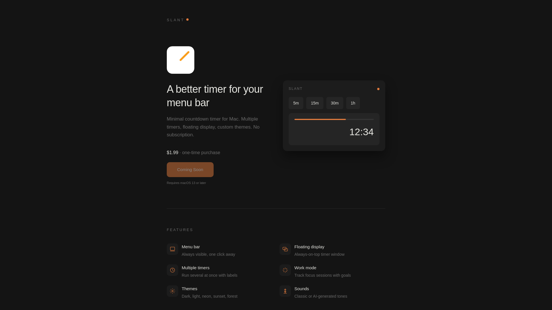 website screenshot of https://slanttimer.com/
