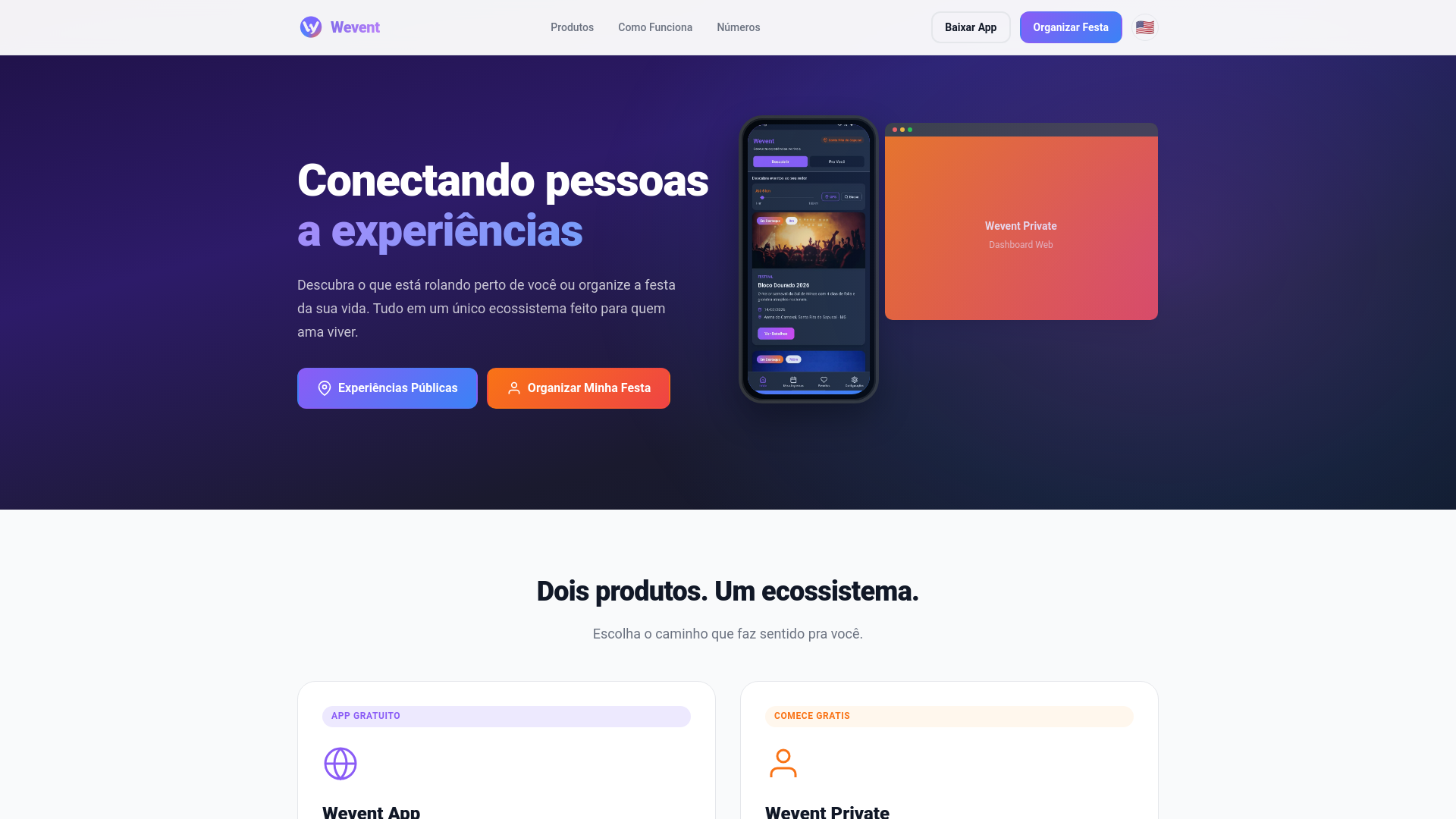 website screenshot of https://wevent-landing-pages.pages.dev/