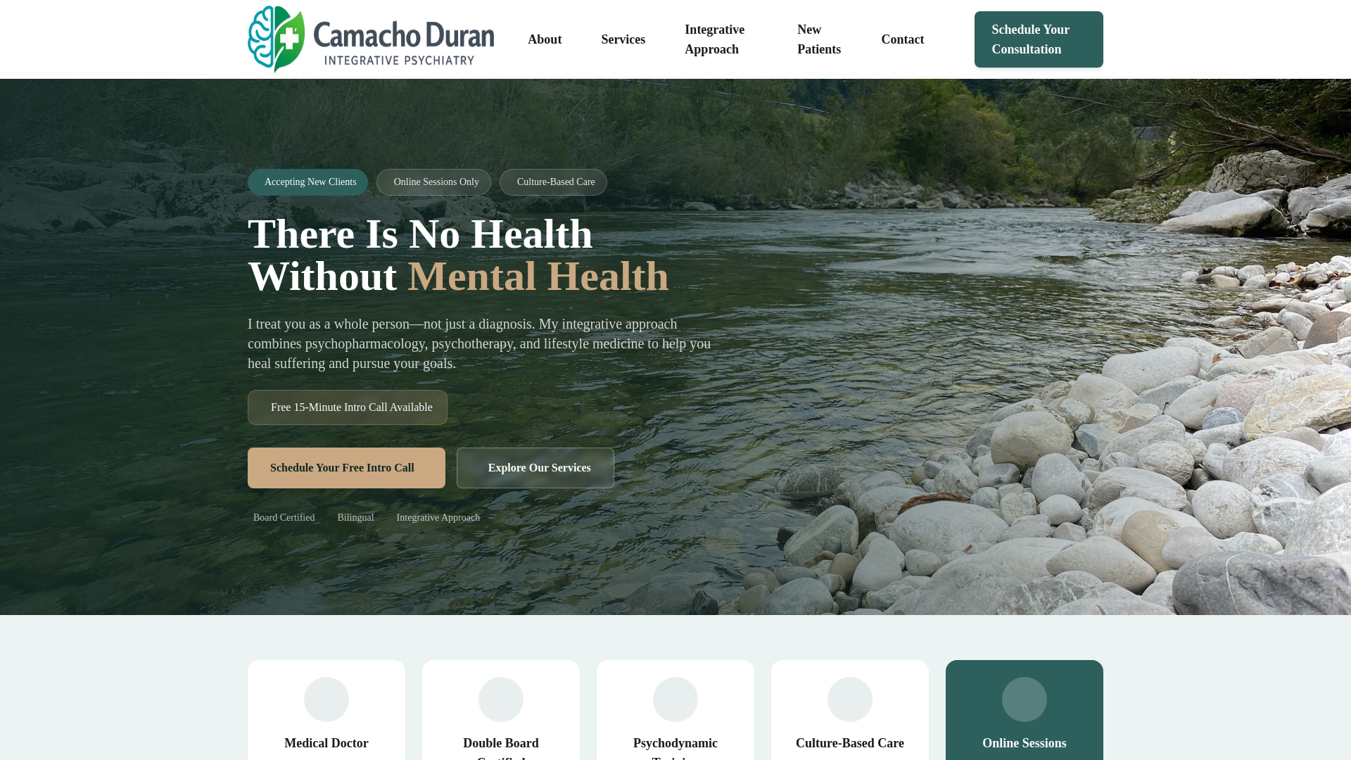 website screenshot of https://drcamachopsychiatry.com/