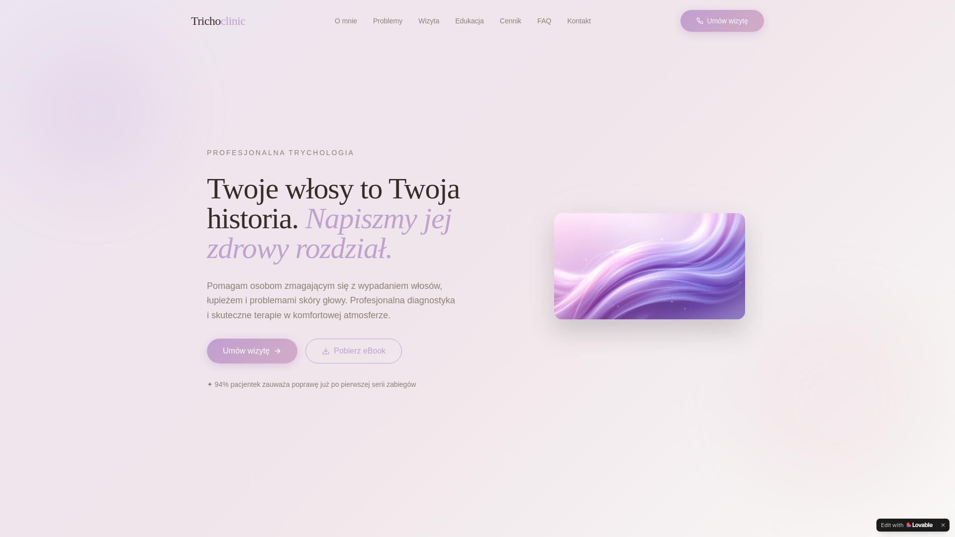 website screenshot of https://tricho-clinic.pl/