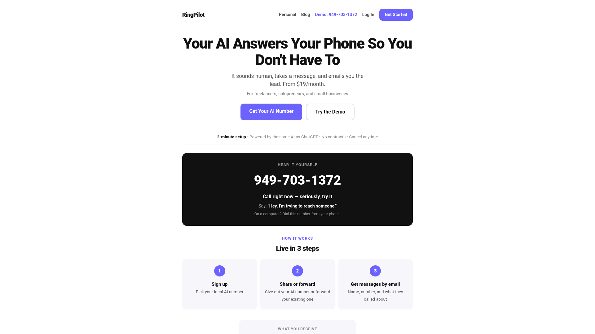 website screenshot of https://getringpilot.com/
