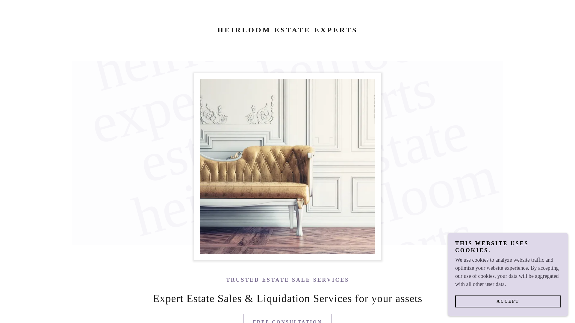 website screenshot of https://heirloomestateexperts.com